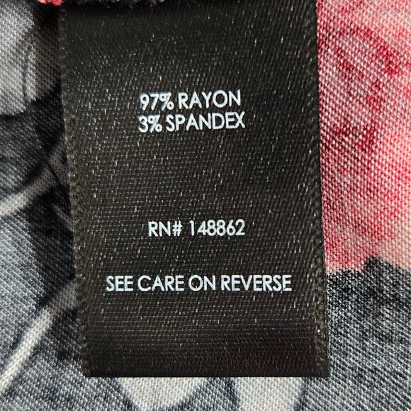 718-5 Torrid Midi Stretch Challis Tie Neck Dress Rose Black Floral Size 2 18/20 - Picture 13 of 16
